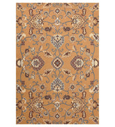 Golden ochre Persian floral medallion hand-tufted wool rug